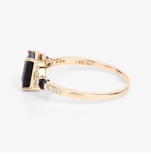 Blue Sapphire and Diamond Ring in 14K Gold