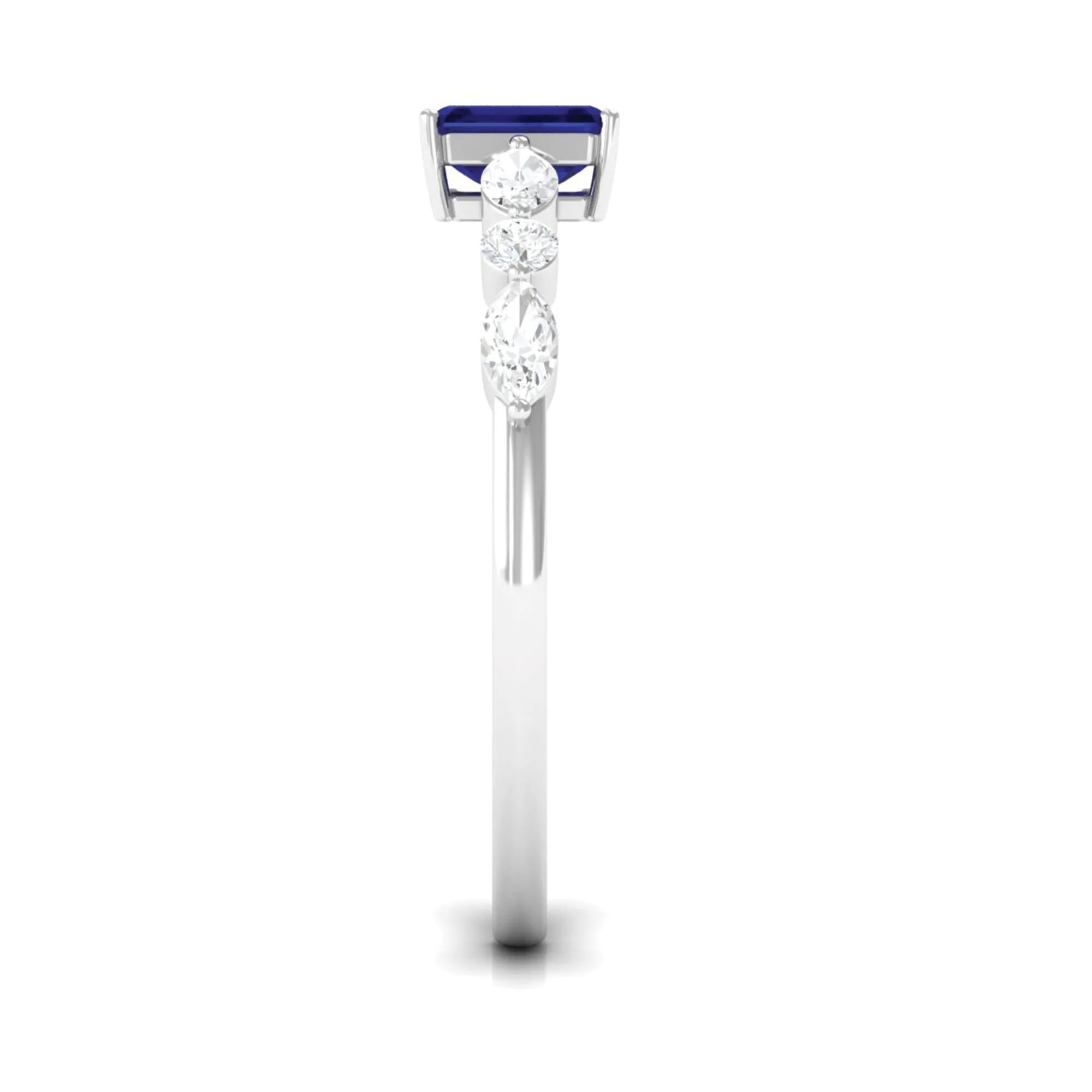 Blue Sapphire Solitaire and Diamond Promise Ring