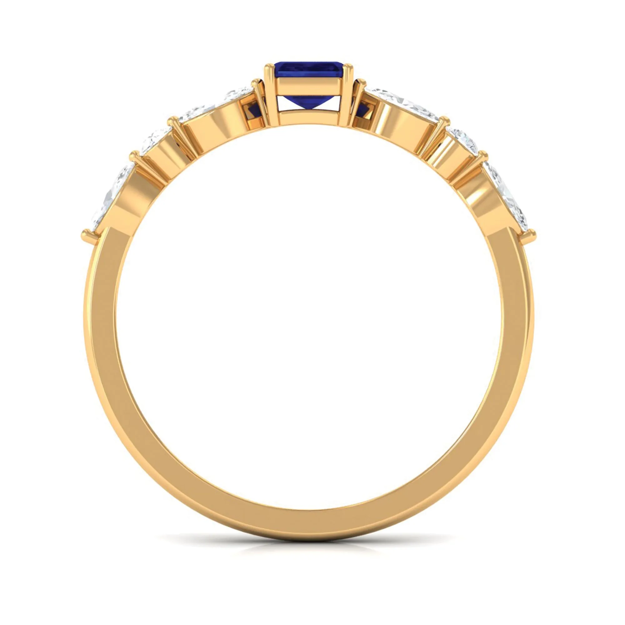 Blue Sapphire Solitaire and Diamond Promise Ring