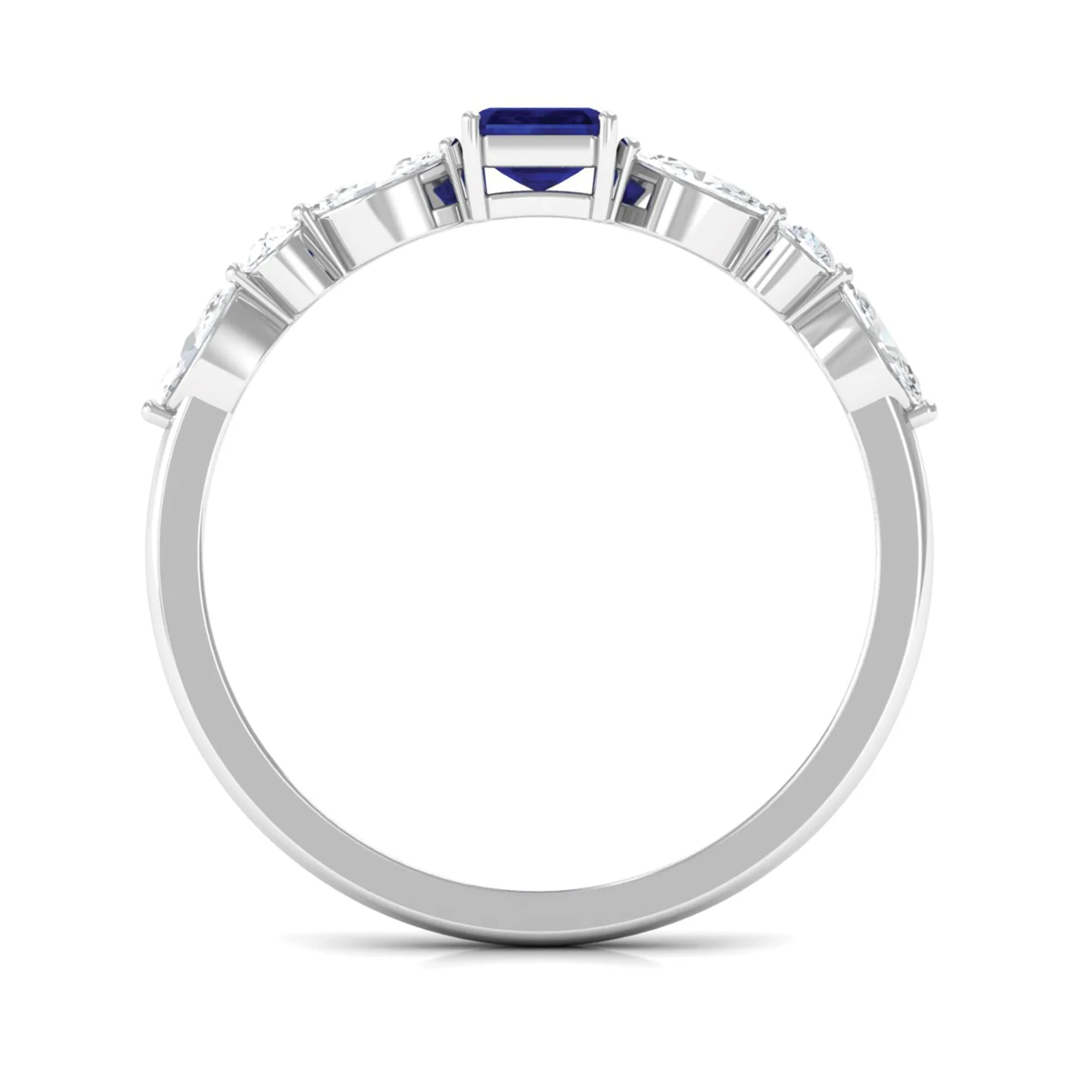 Blue Sapphire Solitaire and Diamond Promise Ring