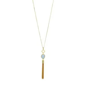 Blue Stone Tassel Necklace