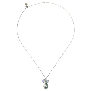 Blue Tahitian Pearl, Diamond & Moonstone Pendant