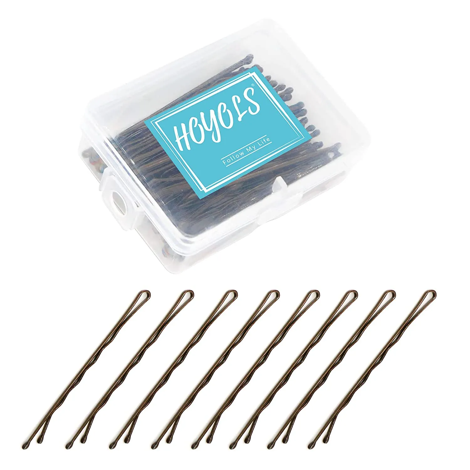 Bobby Pin Brown, Premium Metallic Crimped Grip Hairpins, Secure Hold Wavy Slide Proof Hair Styling Pins for Women Hair Accessories 100 Count (Brown)