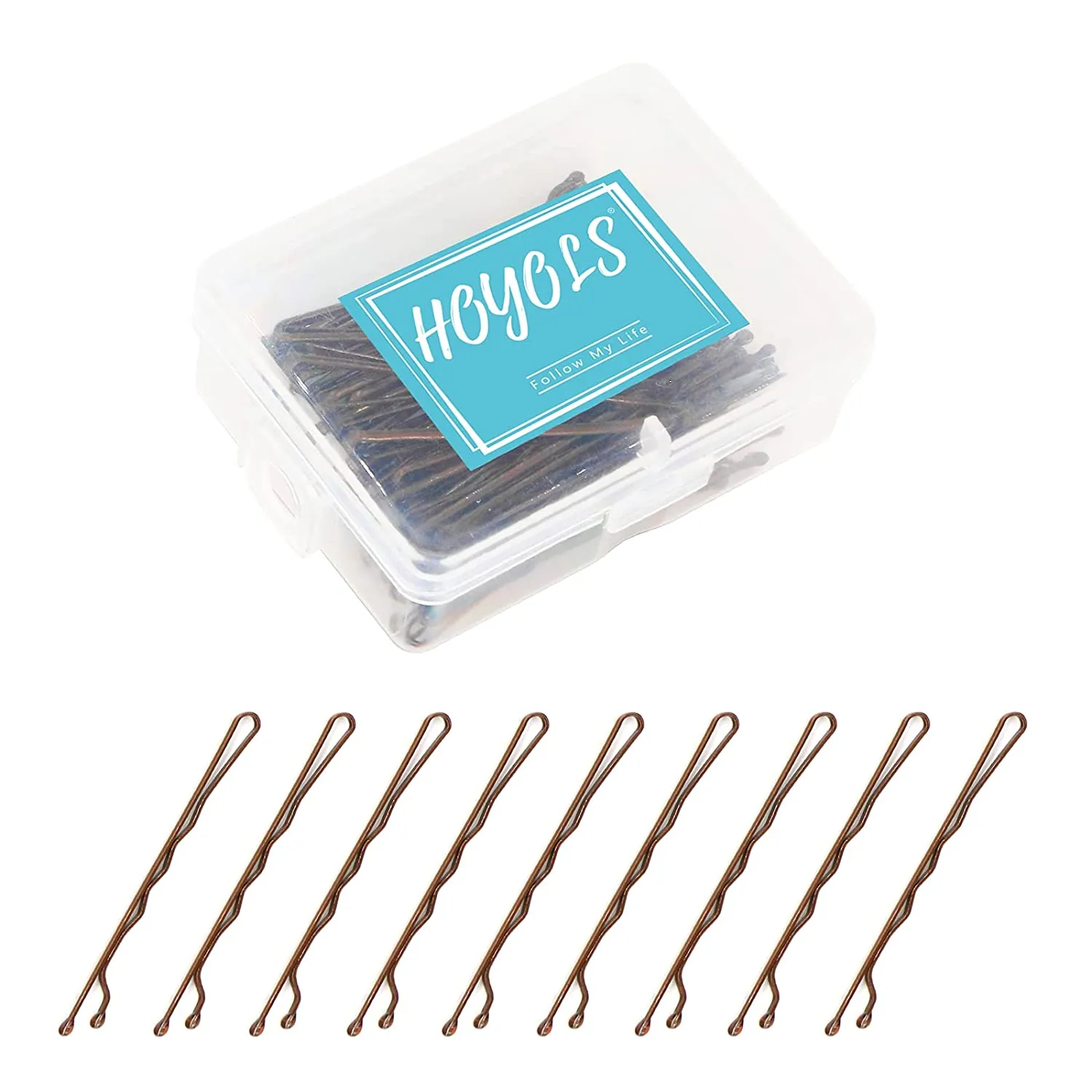 Bobby Pin Brown, Premium Metallic Crimped Grip Hairpins, Secure Hold Wavy Slide Proof Hair Styling Pins for Women Hair Accessories 100 Count (Brown)