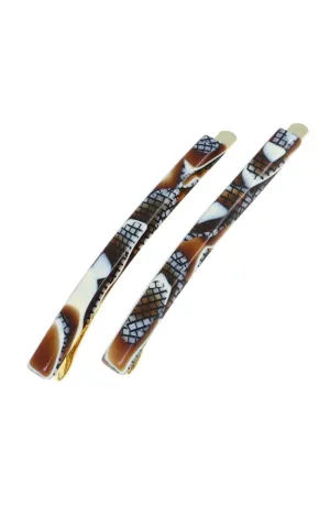 Bobby Pin Pair on Gold Wire - Fudge