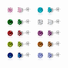 Lesa Michele Rainbow Cubic Zirconia 10 pair Stud Earring Set Shiny Item