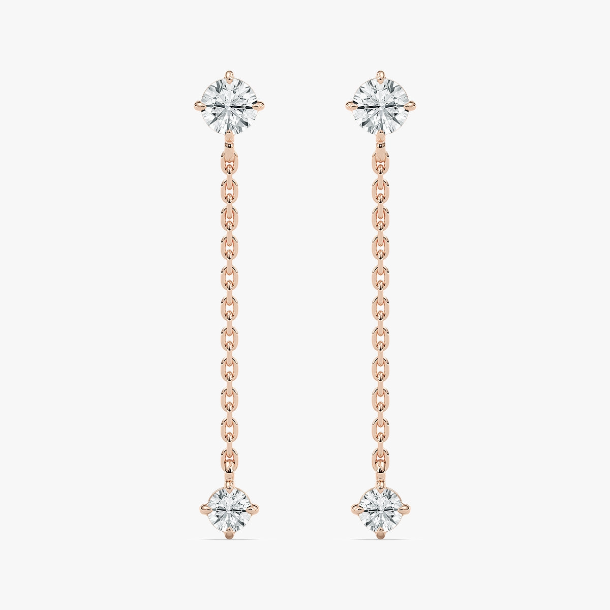 Glittering Product 3/4 ctw Round Lab Grown Diamond Graduated Dangle Chain Earrings