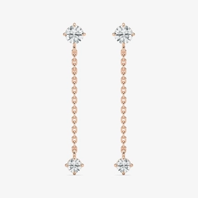 Glittering Product 3/4 ctw Round Lab Grown Diamond Graduated Dangle Chain Earrings