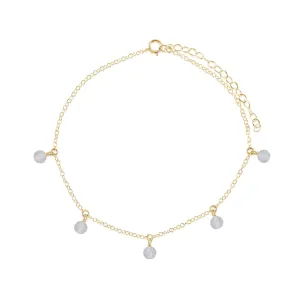 Boho Crystal Quartz Gemstone Bead Drop Anklet