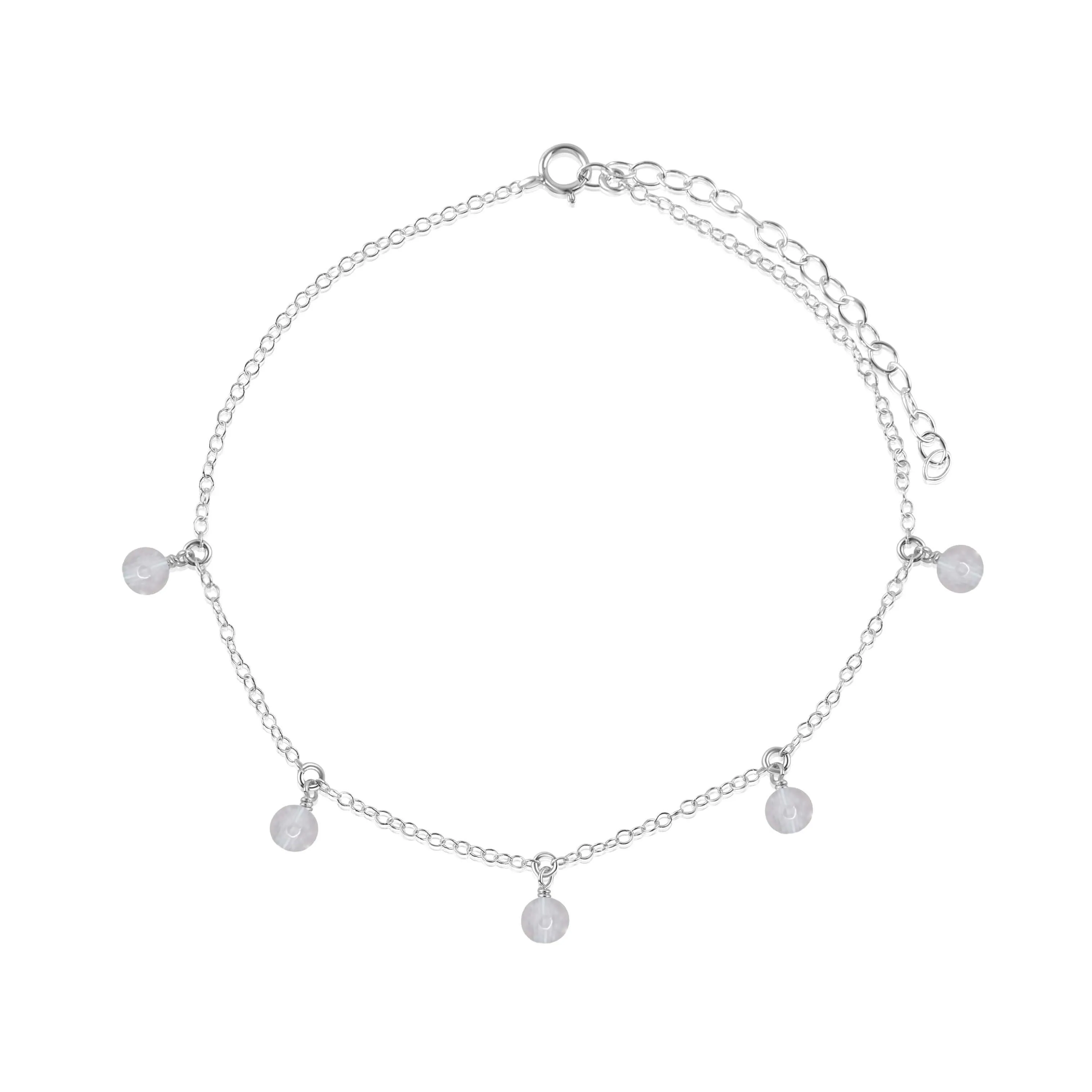 Boho Crystal Quartz Gemstone Bead Drop Anklet