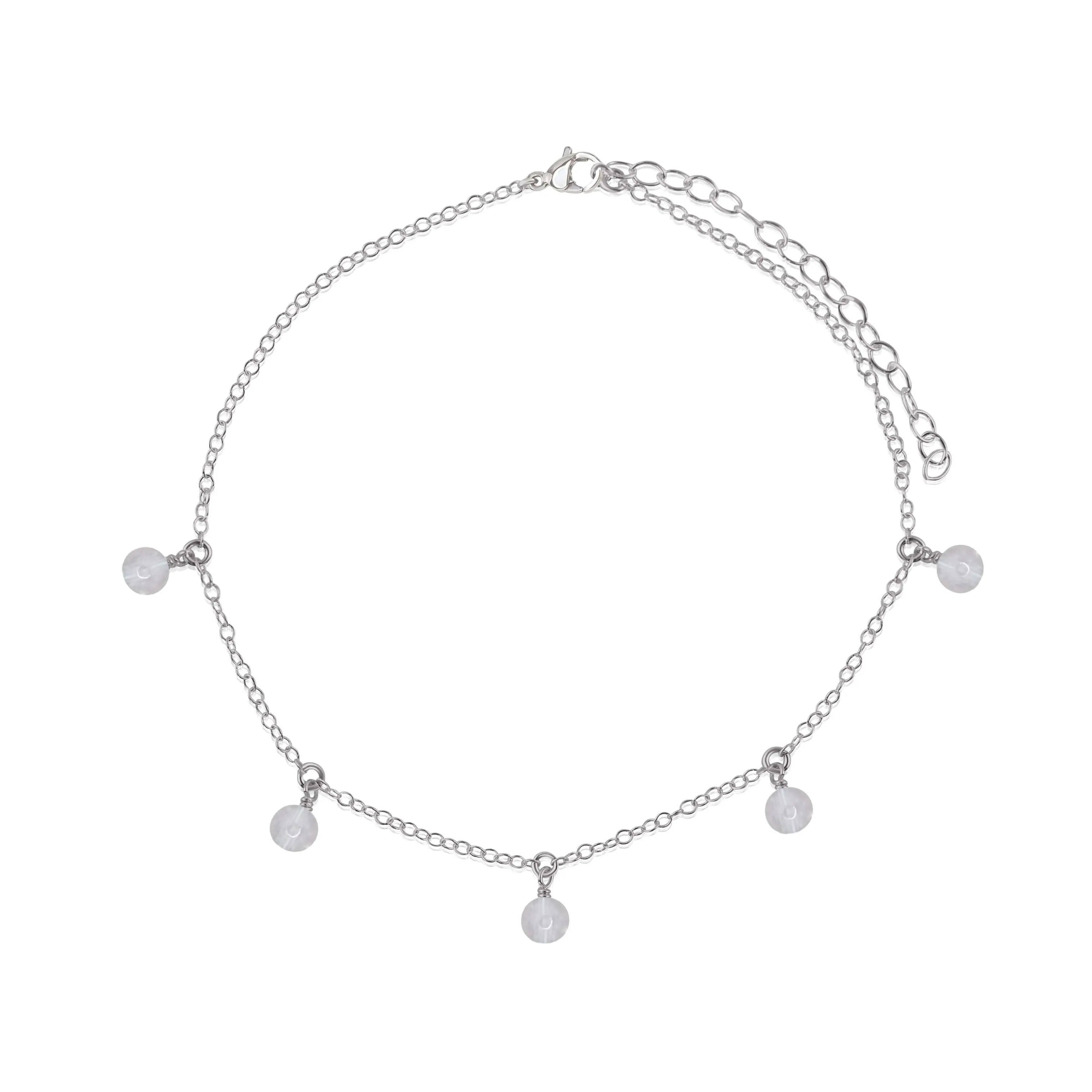 Boho Crystal Quartz Gemstone Bead Drop Anklet