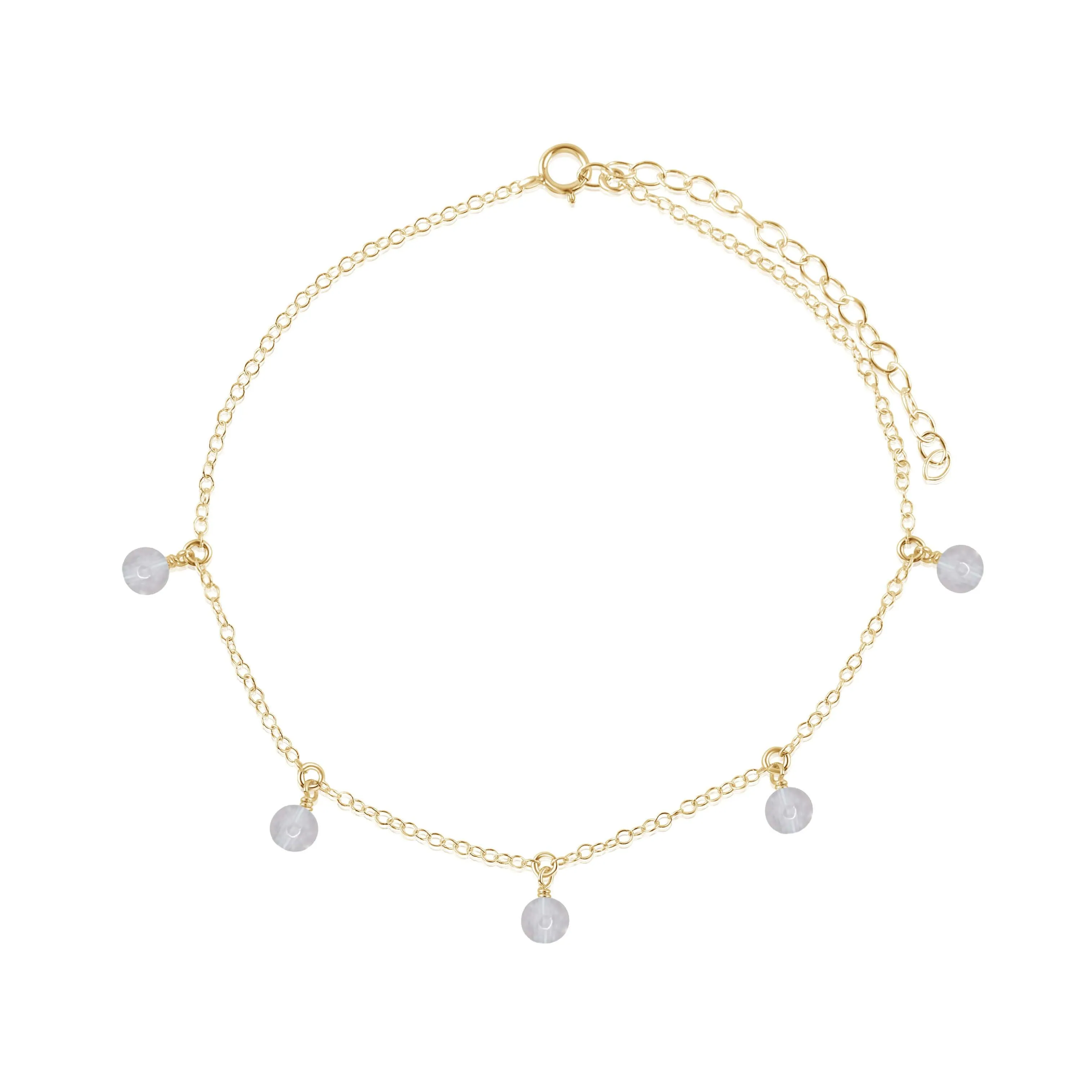 Boho Crystal Quartz Gemstone Bead Drop Anklet