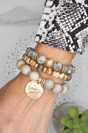 Boho Beads Coin Bracelets Statement set in Grey Numerous Choices Globetrotter??s Companion