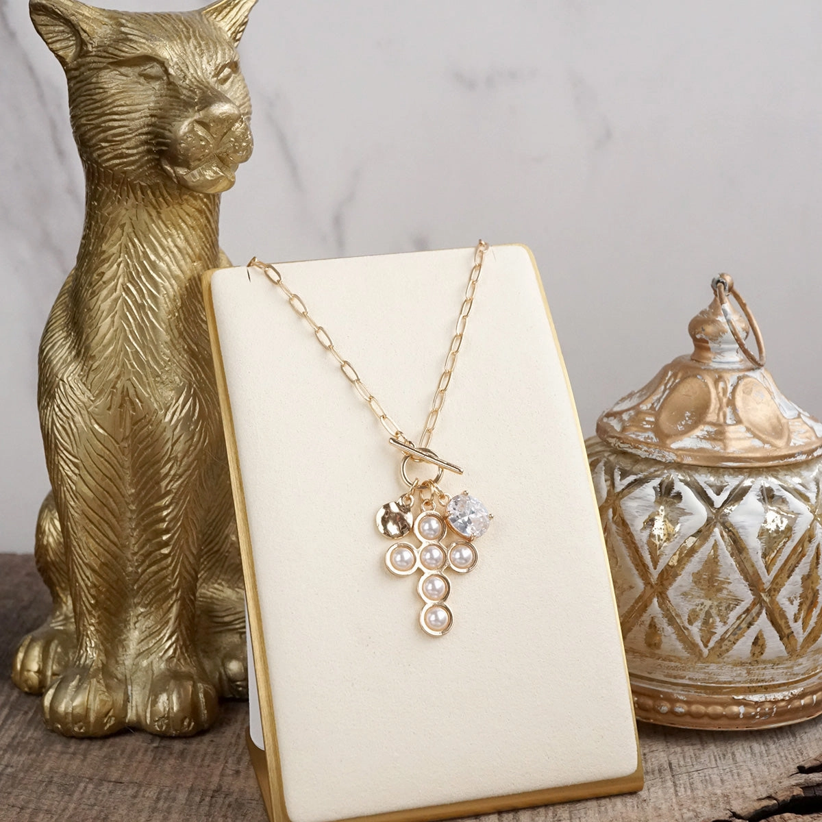 Stylish Adornment Winter Look Grace Notes ?C Dainty Charm Cluster Necklace on Paperclip Chain