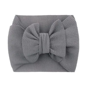 Bow Headband Elastic Knotted Headband Makeup Hair Headband Hair Bandanas Birthday Party Headband for Kids (Grey, One Size)