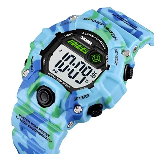 Boys Camouflage LED Sports Kids Watch Waterproof Watch