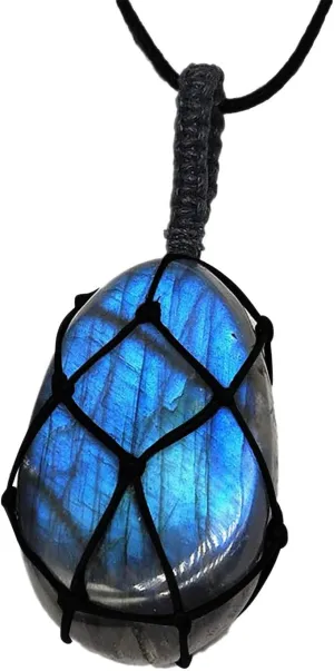 Boys Initial Necklace Ages 8-12 Pendant With Hand Woven Rope Labradorite Stone Stone Pendant Plane Necklace for