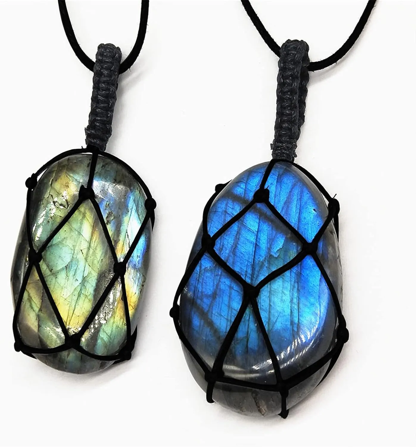 Boys Initial Necklace Ages 8-12 Pendant With Hand Woven Rope Labradorite Stone Stone Pendant Plane Necklace for