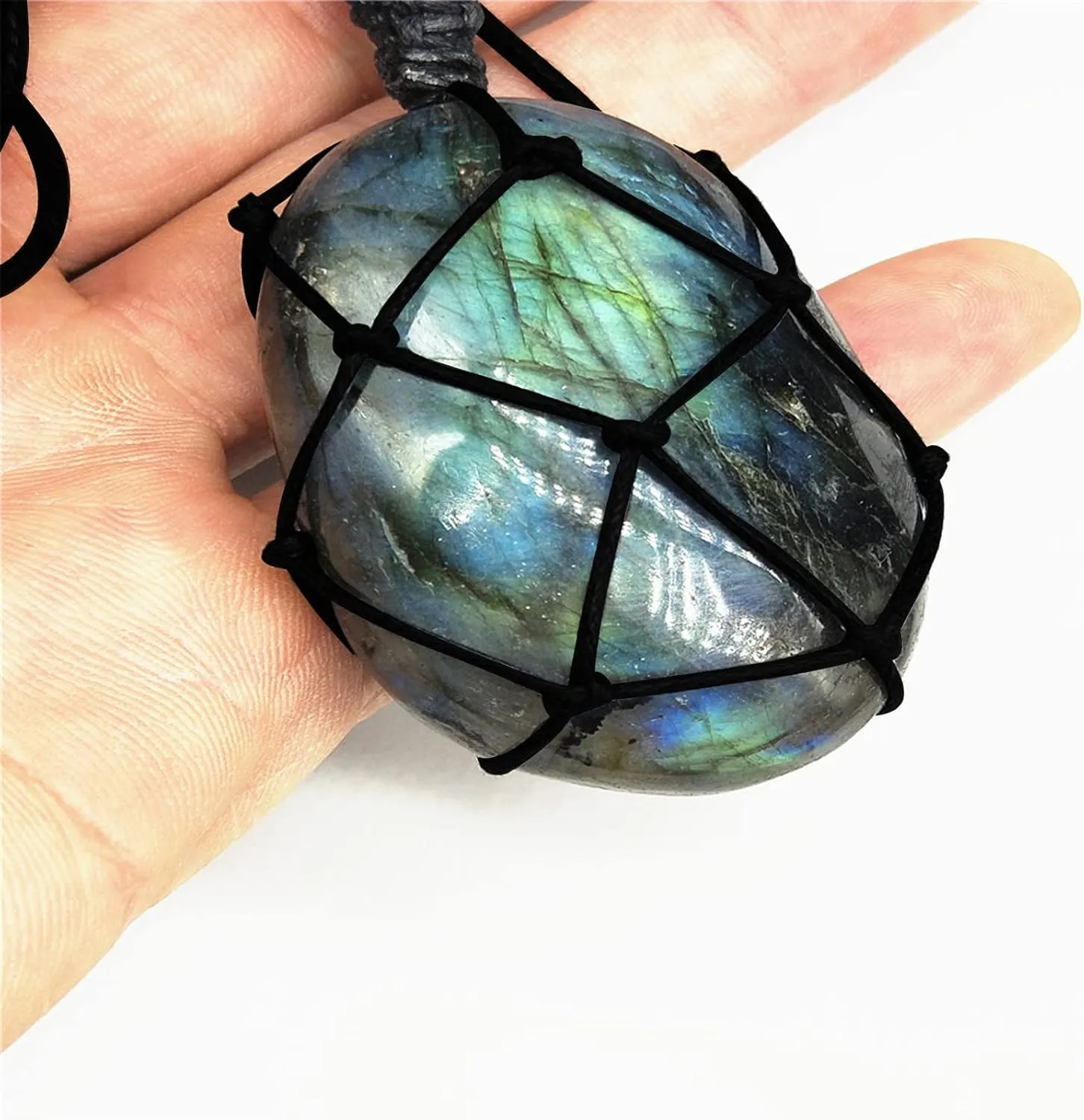 Boys Initial Necklace Ages 8-12 Pendant With Hand Woven Rope Labradorite Stone Stone Pendant Plane Necklace for