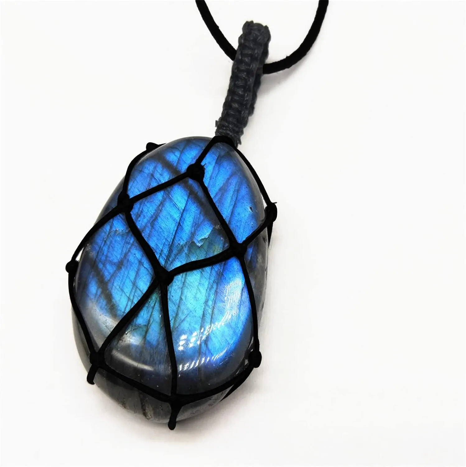 Boys Initial Necklace Ages 8-12 Pendant With Hand Woven Rope Labradorite Stone Stone Pendant Plane Necklace for