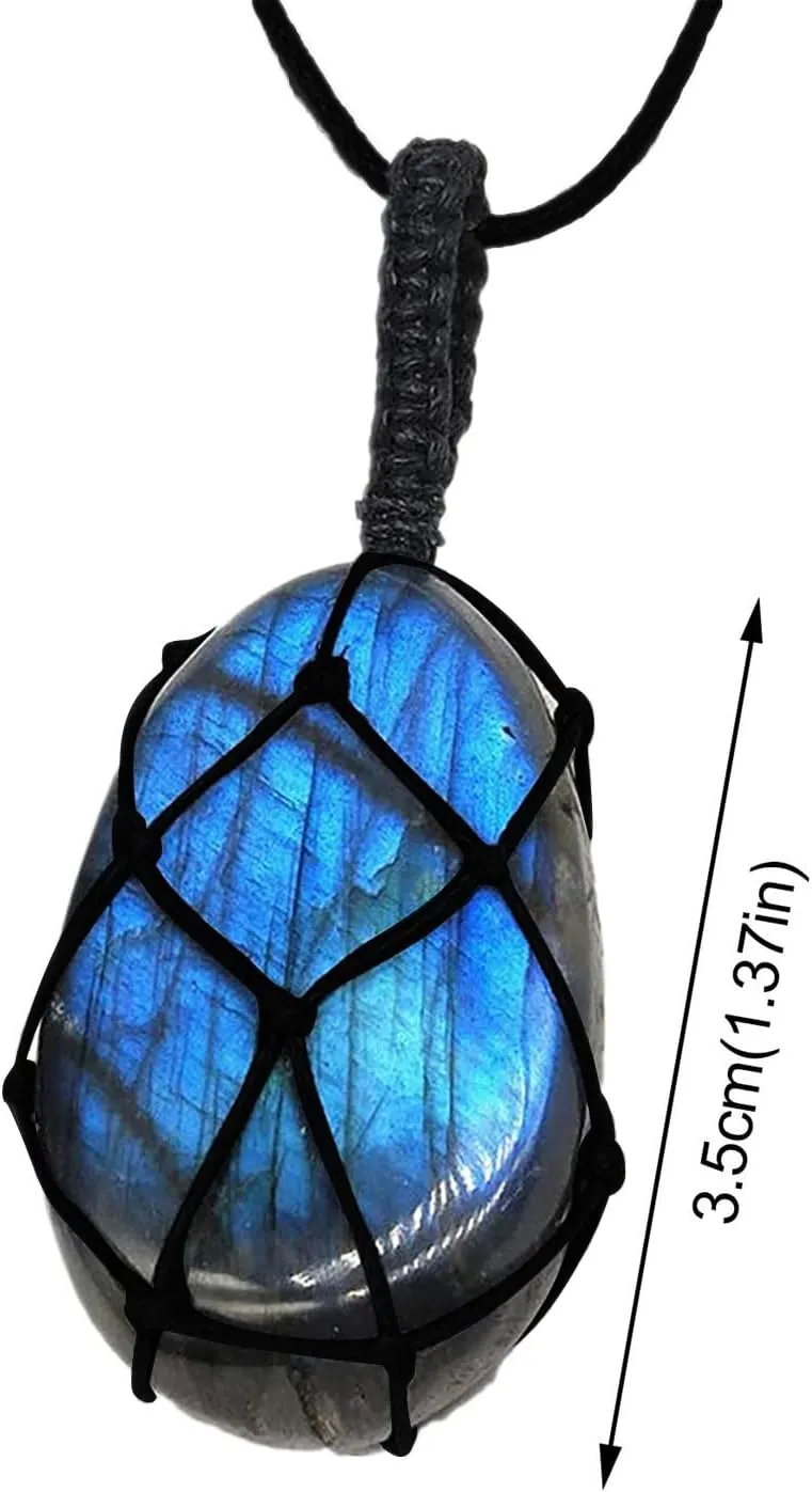 Boys Initial Necklace Ages 8-12 Pendant With Hand Woven Rope Labradorite Stone Stone Pendant Plane Necklace for
