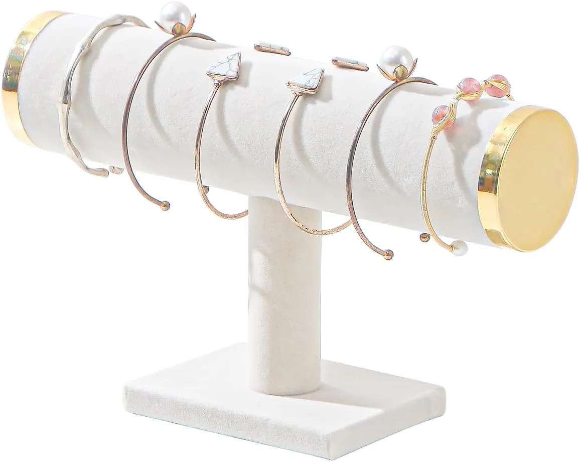 Bracelet Holder,T-bar Jewelry Organizer Display Stand for Girls (Beige)