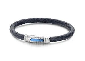 Bracelet Leather Blue & Stainless Steel - 7FB-0007