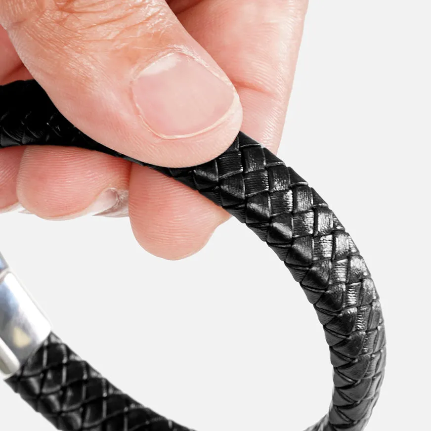 Braided Black Leather Bracelet