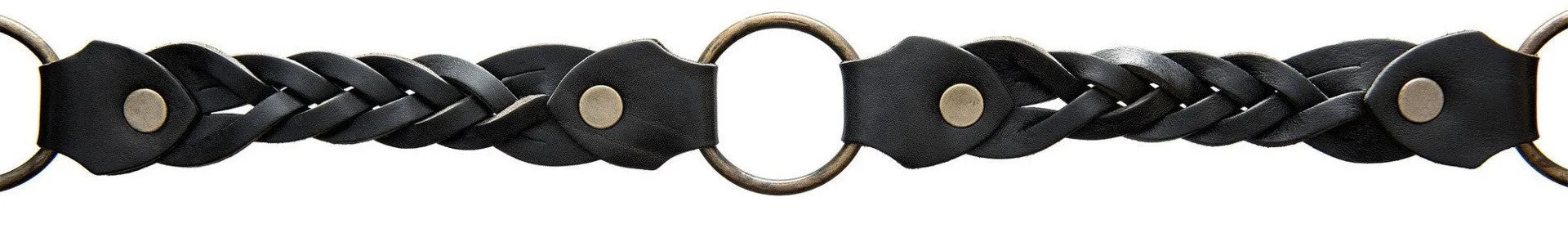 Braided Brass Ring Belt - Black
