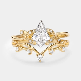 Fashion Glow Radiant Gems Branch & Leafy Kite Lab Grown Diamond Leafy Ring Set 2pcs