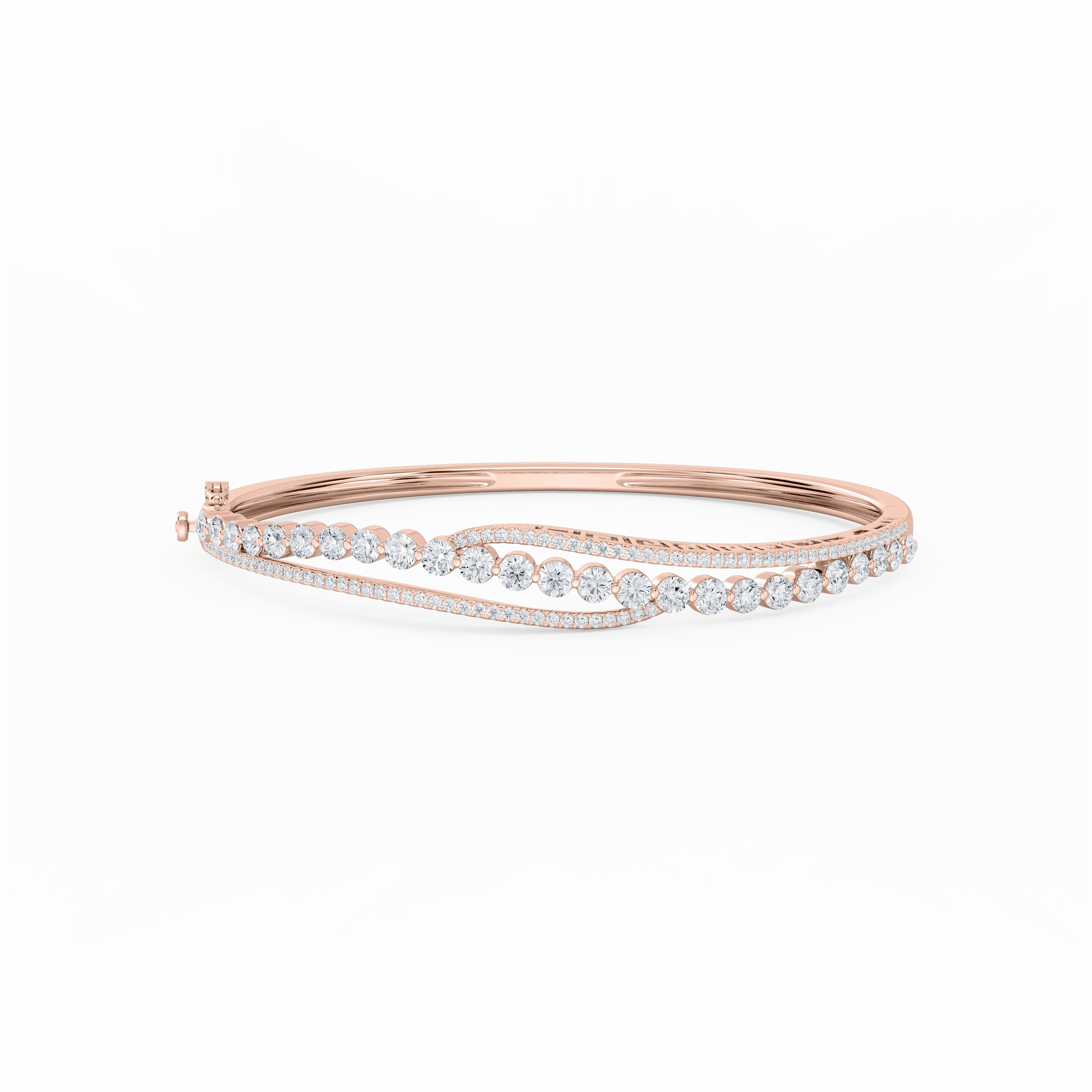 3 ctw Round Lab Grown Diamond Open Bypass Bangle Bracelet  - 7.25 Inches Latest Drop Trendy Arm Candy