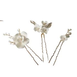 Bree Porcelain Floral Hair Pins