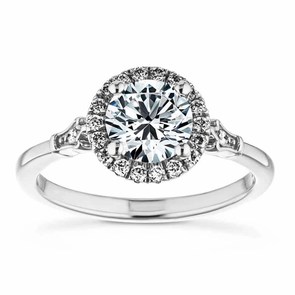 Modern Outline Briar Round Lab Grown Diamond Suspended Halo Engagement Ring