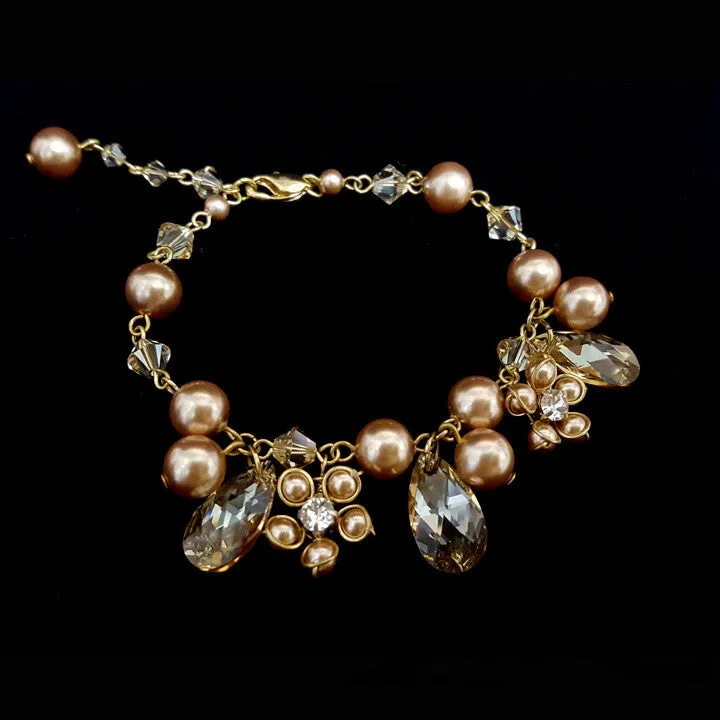 bridal bracelet - Sierra pearl charm by Kezani