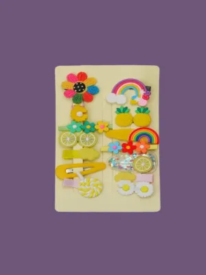 Bright Pineapple and Daisy Hair Clip Set