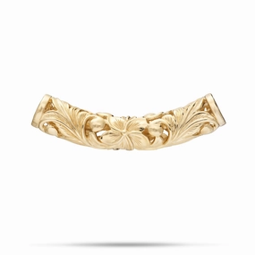 Daily Details Polished Shape Hawaiian Heirloom Plumeria Barrel Pendant in Gold - 39mm