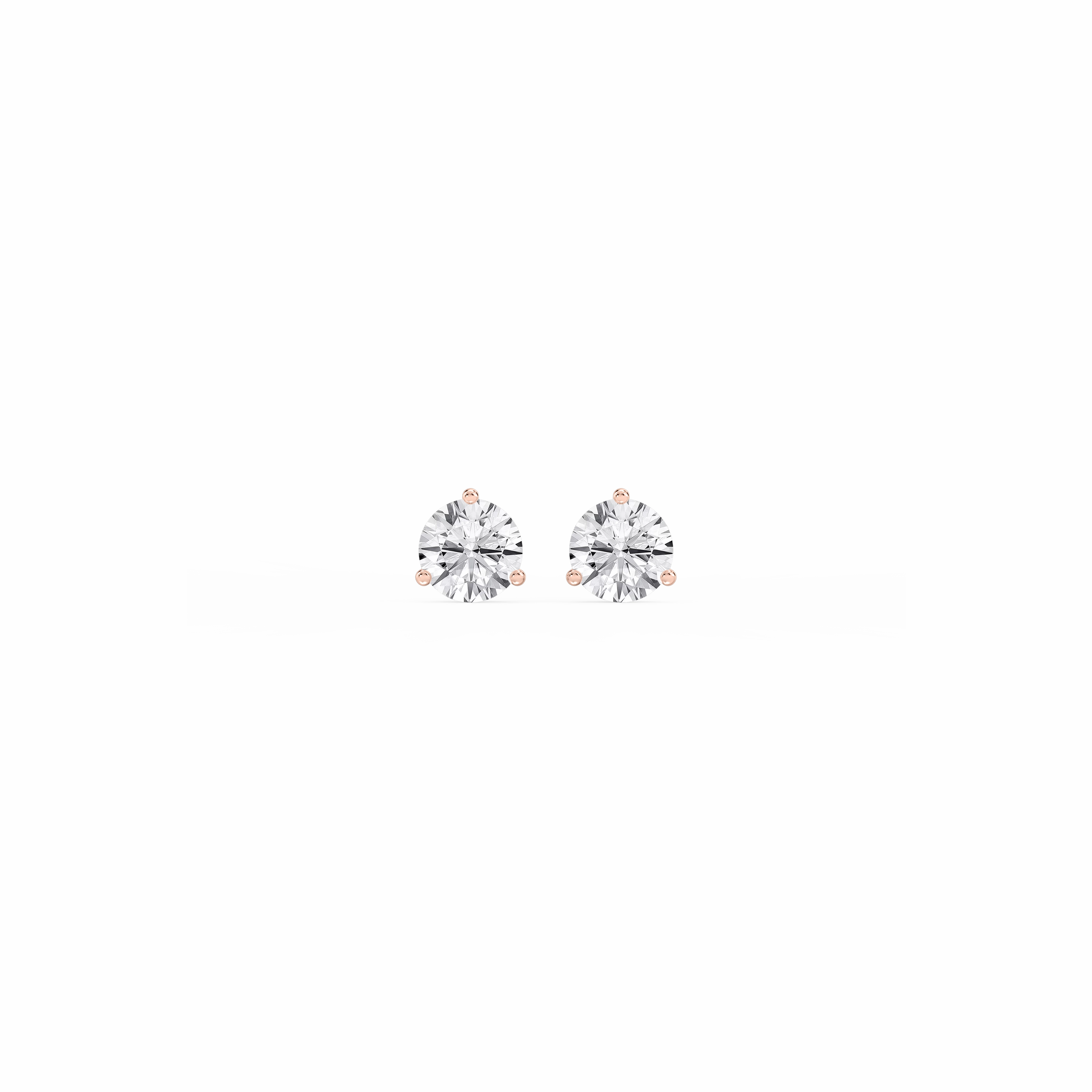 Round Lab Grown Diamond Classic Three Prong Martini Stud Earrings Big Adornment Sparkling Vibe