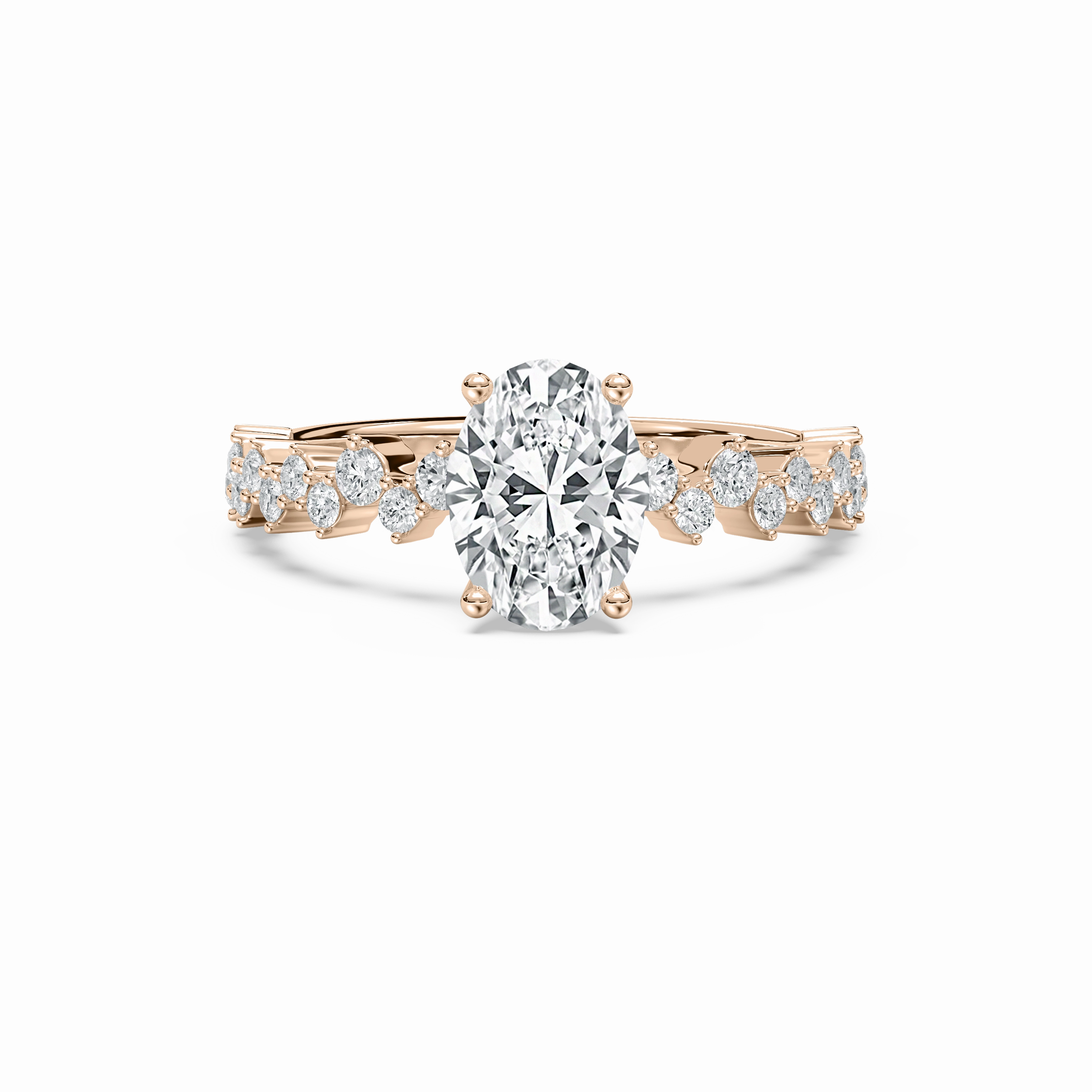 Brisa 1 ??? ctw Oval Lab Grown Diamond Alternating Side Stone Engagement Ring Convenient Care Modern Keepsake