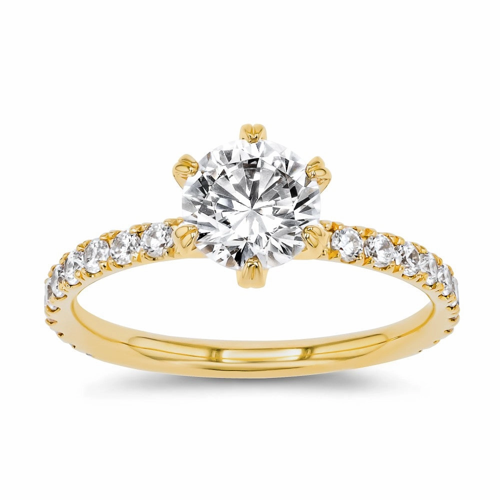 Brooklyn Round Lab Grown Diamond Six Double Prong Side Stone Engagement Ring Daytime Style Luxury Sign