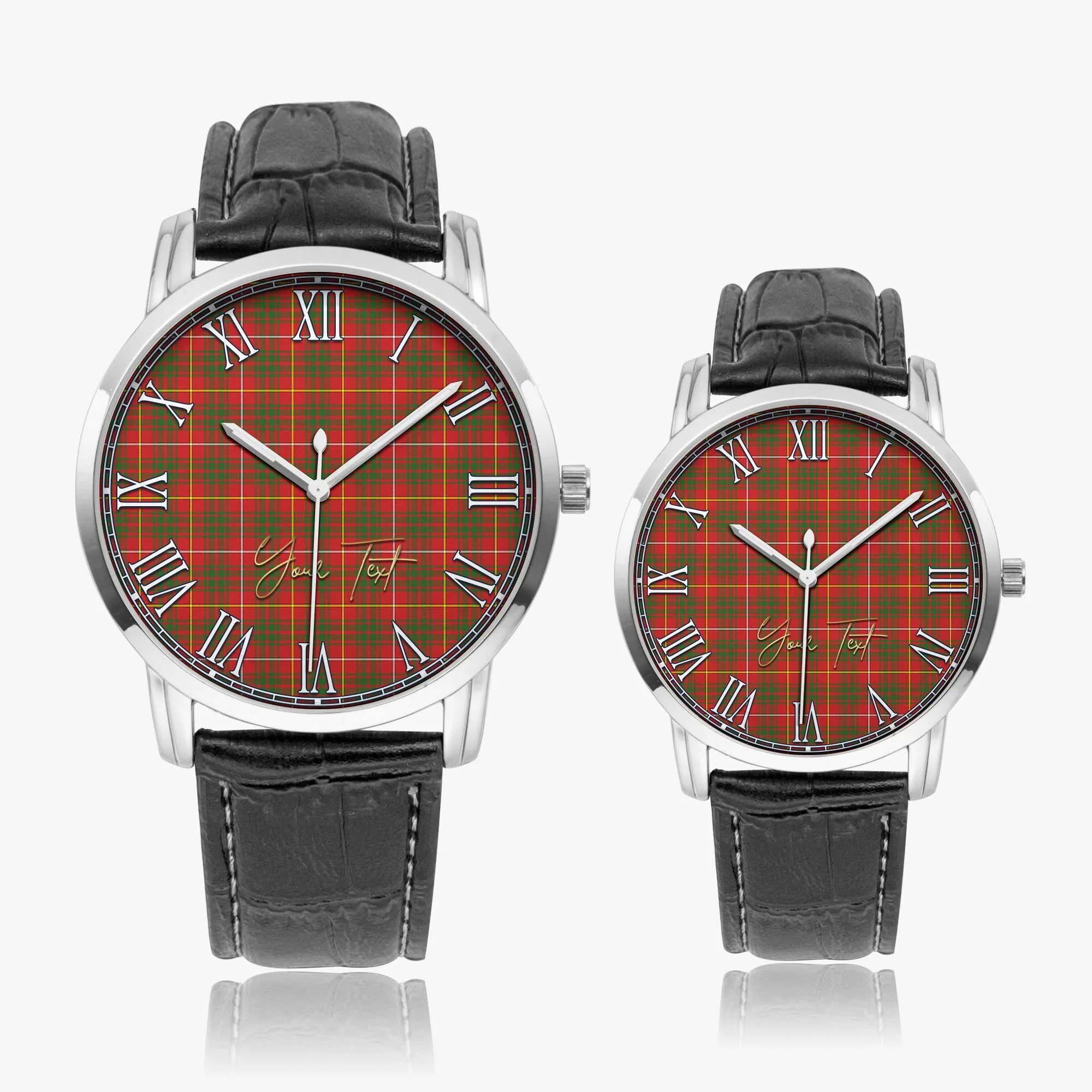 Bruce County Canada Tartan Personalized Your Text Leather Trap Quartz Watch