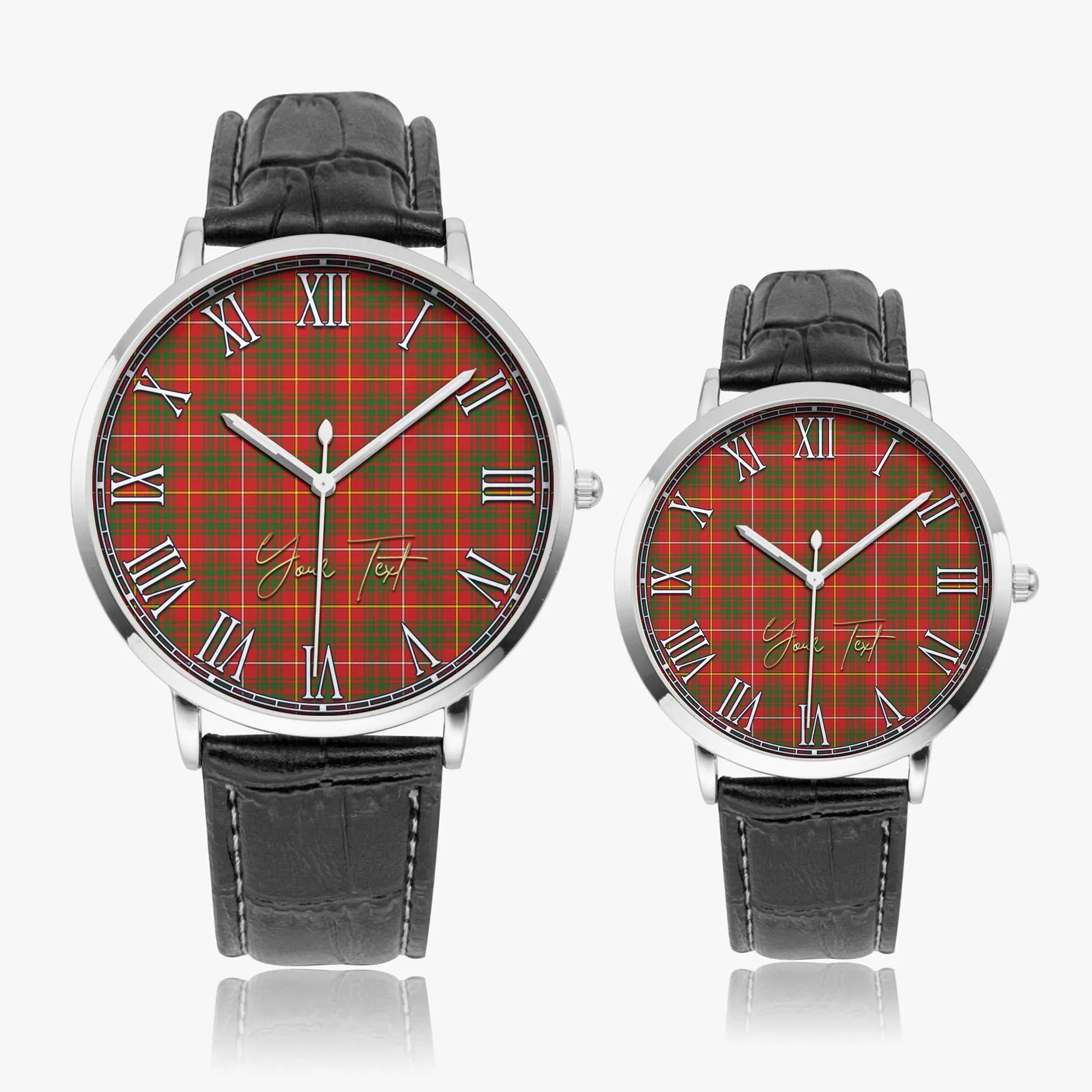 Bruce County Canada Tartan Personalized Your Text Leather Trap Quartz Watch