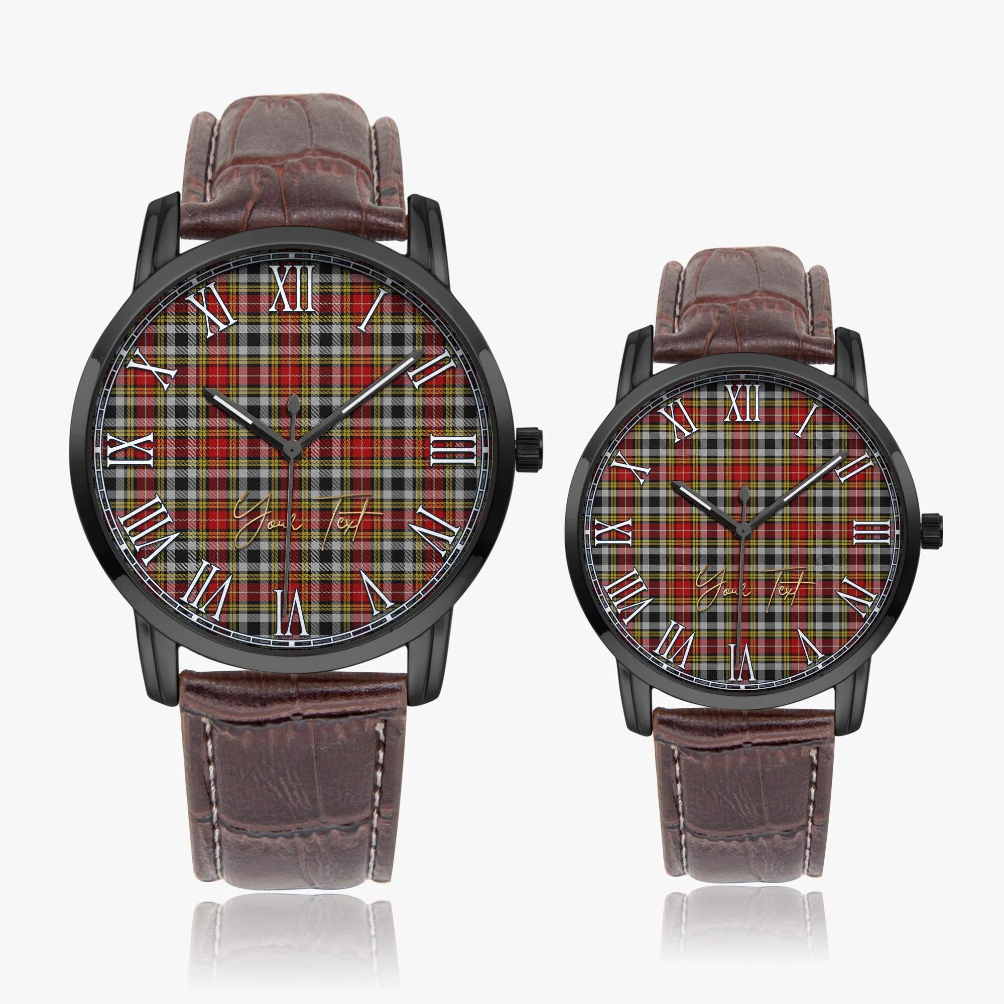 Buchanan Old Dress Tartan Personalized Your Text Leather Trap Quartz Watch