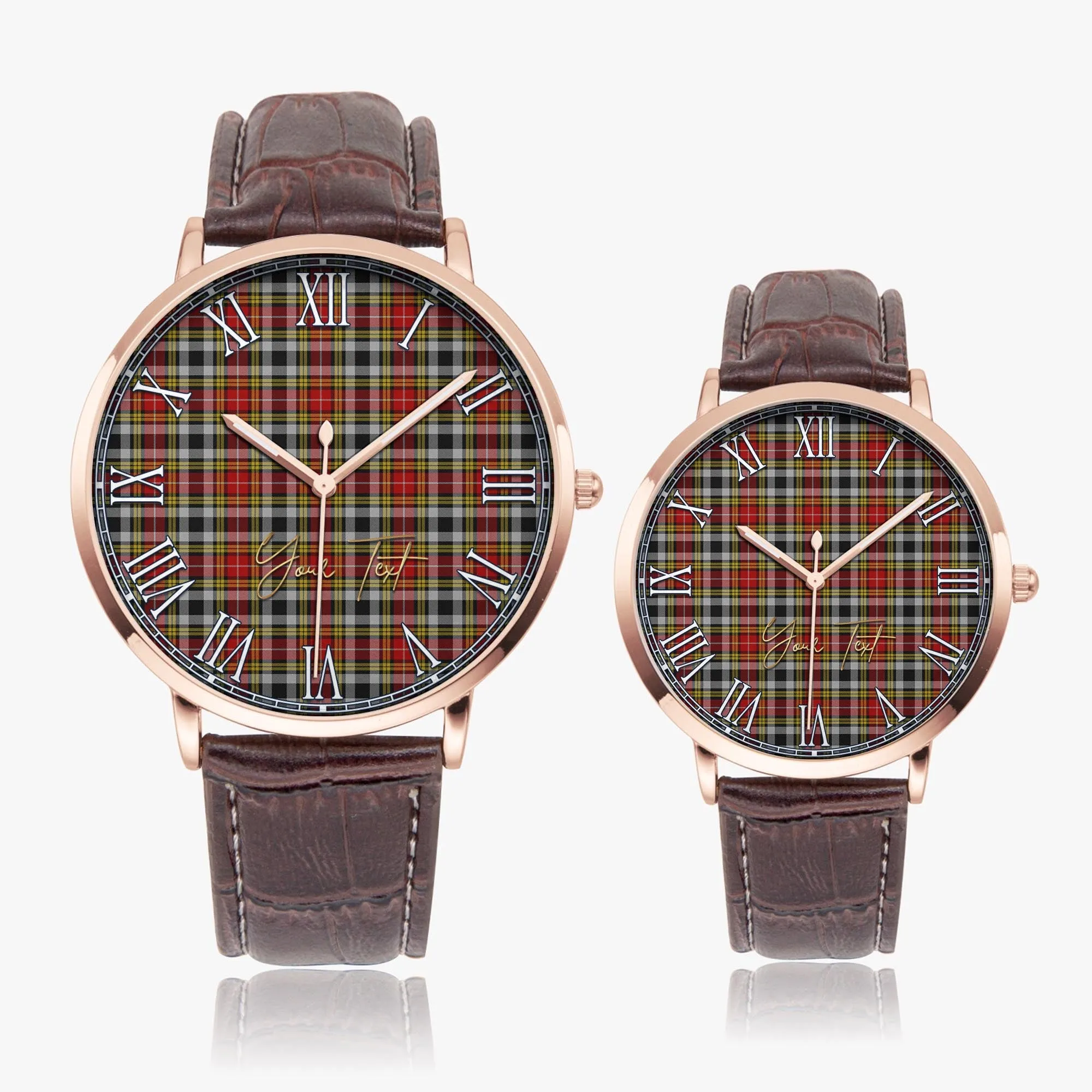 Buchanan Old Dress Tartan Personalized Your Text Leather Trap Quartz Watch
