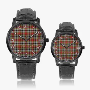 Buchanan Old Dress Tartan Personalized Your Text Leather Trap Quartz Watch