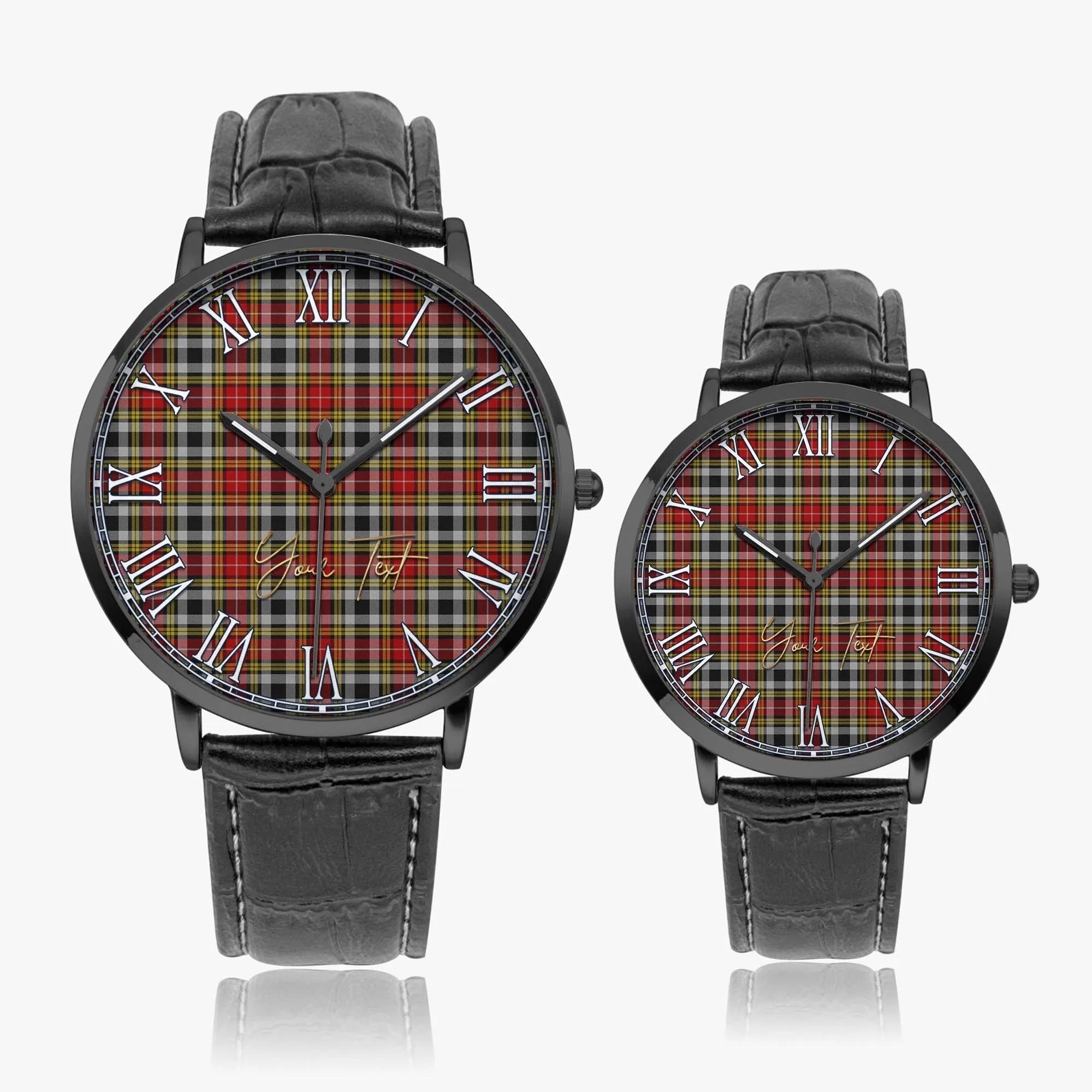 Buchanan Old Dress Tartan Personalized Your Text Leather Trap Quartz Watch