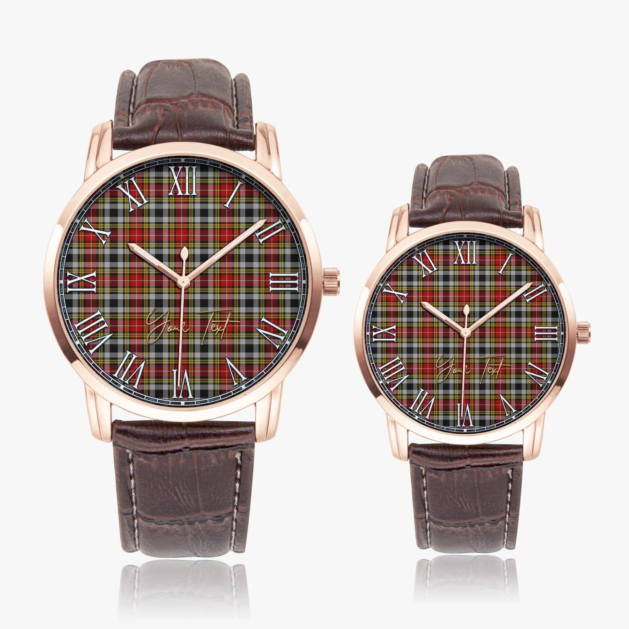 Buchanan Old Dress Tartan Personalized Your Text Leather Trap Quartz Watch