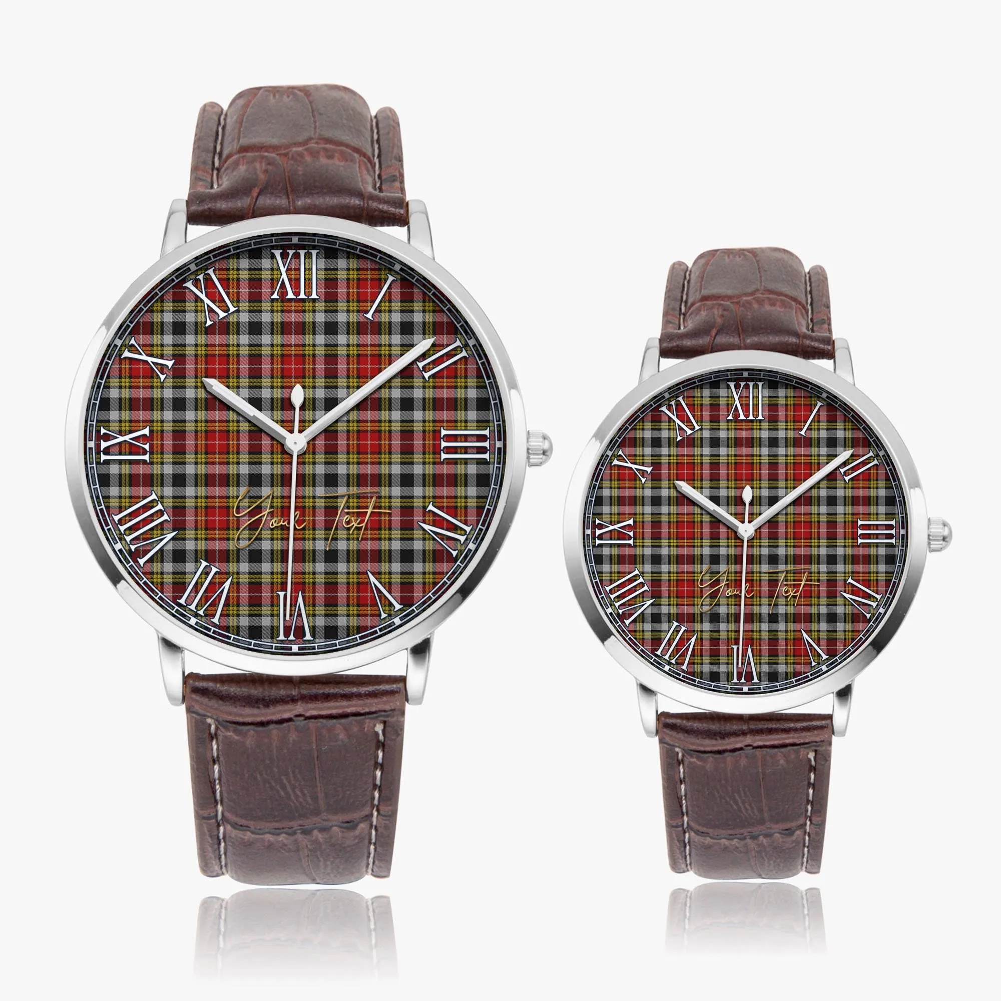 Buchanan Old Dress Tartan Personalized Your Text Leather Trap Quartz Watch