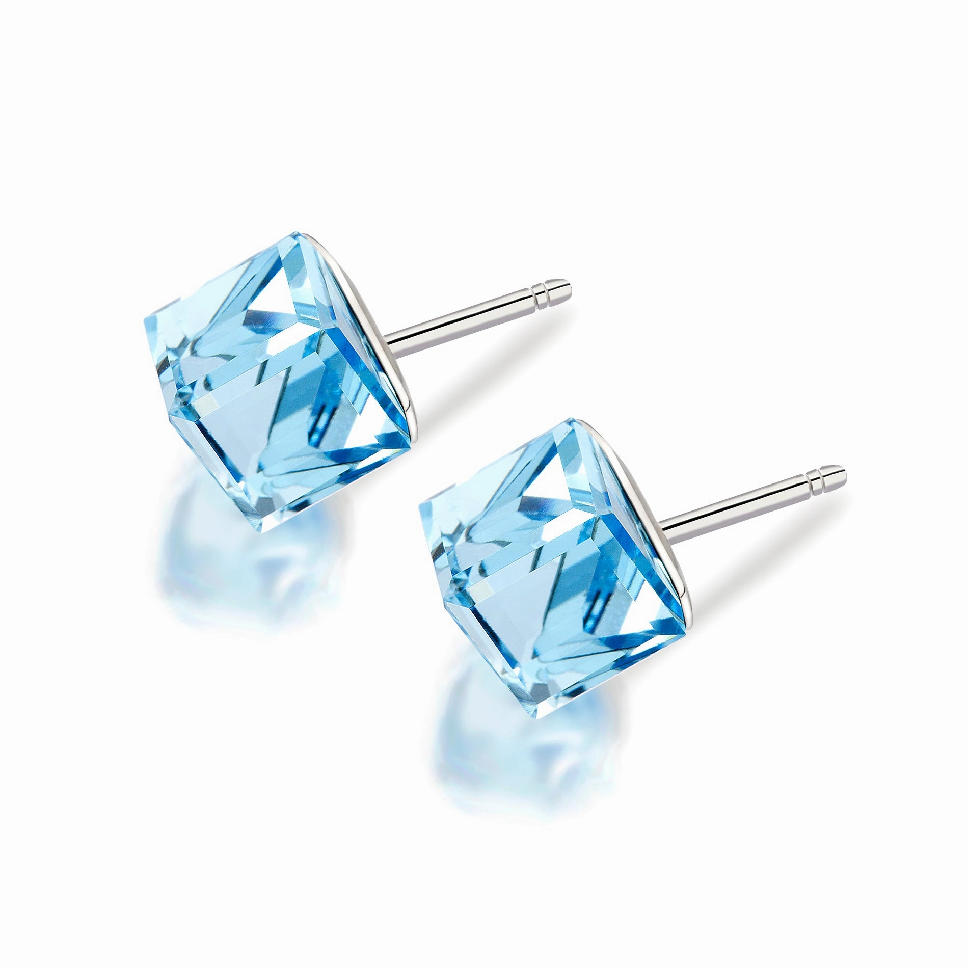 Lesa Michele Faceted Cube Stud Earrings in Stainless Steel made with Crystal Night Piece Sophisticated Essential