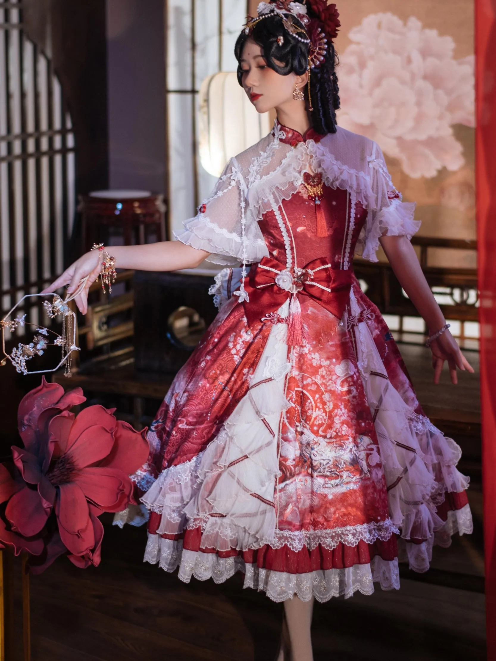 (Buyforme)Two Rural Cats~Nine-Color Deer Chinese Style Lolita Dress  Set