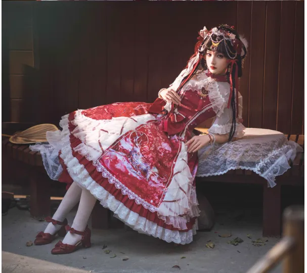 (Buyforme)Two Rural Cats~Nine-Color Deer Chinese Style Lolita Dress  Set